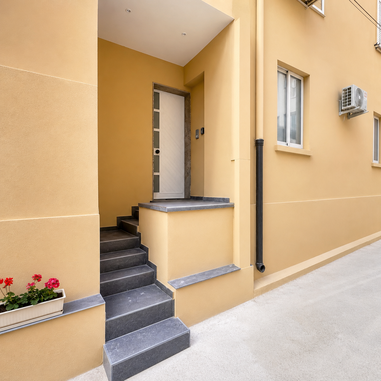 Apartment entrance with steps